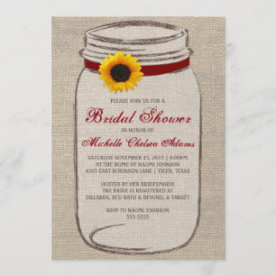 Invitación nupcial de la ducha del tarro de
