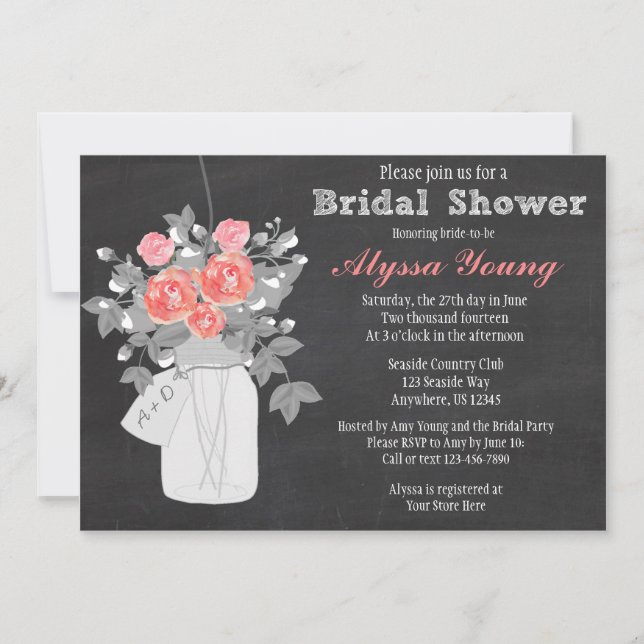 Invitación nupcial de la ducha del tarro de (Anverso)