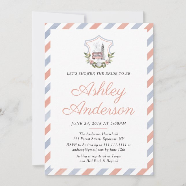 Invitación nupcial de la ducha del té del inglés (Anverso)