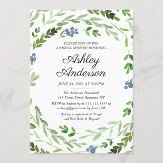 Invitación nupcial de la ducha del verdor de la