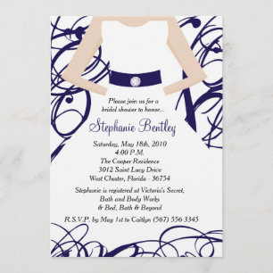 Invitación nupcial de la ducha del vestido de boda