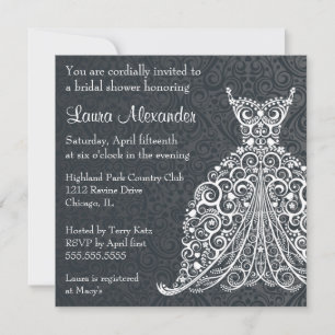 Invitación nupcial de la ducha del vestido de boda