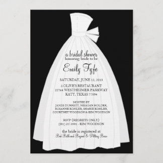 Invitación nupcial de la ducha del vestido de boda
