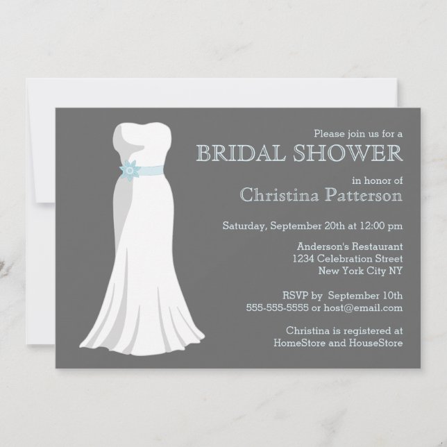 Invitación nupcial de la ducha del vestido de boda (Anverso)