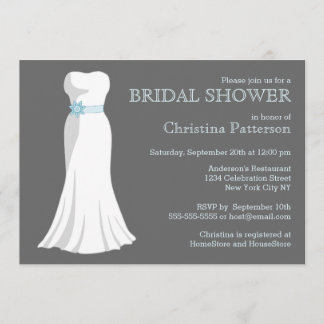 Invitación nupcial de la ducha del vestido de boda