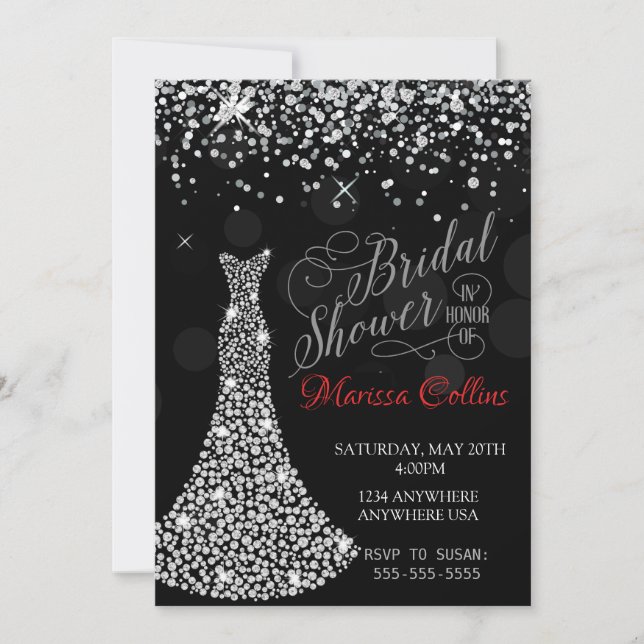Invitación nupcial de la ducha del vestido del (Anverso)