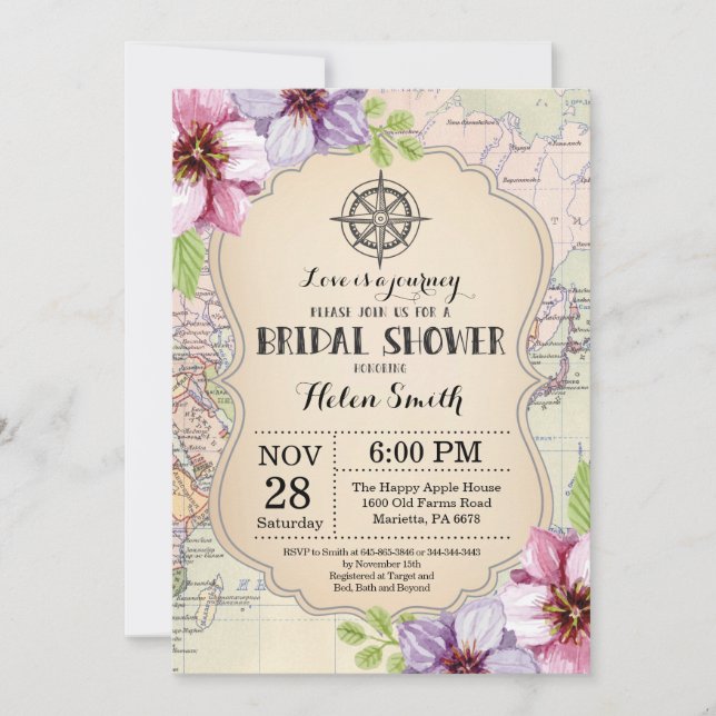 Invitación nupcial de la ducha del viaje floral (Anverso)