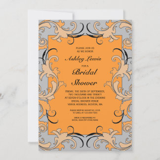 Invitación nupcial de la ducha del Victorian gris