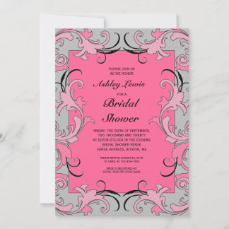 Invitación nupcial de la ducha del Victorian gris