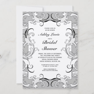 Invitación nupcial de la ducha del Victorian negro