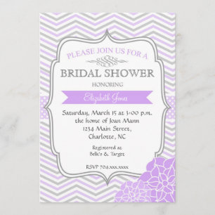 Invitación nupcial de la ducha del vintage púrpura