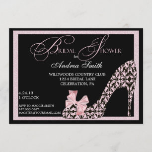 Invitación nupcial de la ducha del zapato rosado