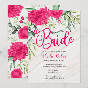 Invitación nupcial de la ducha - floral rosado