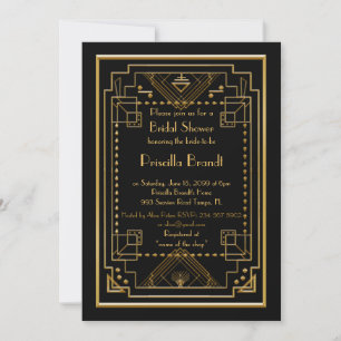 Invitación nupcial de la ducha, gran Gatsby,