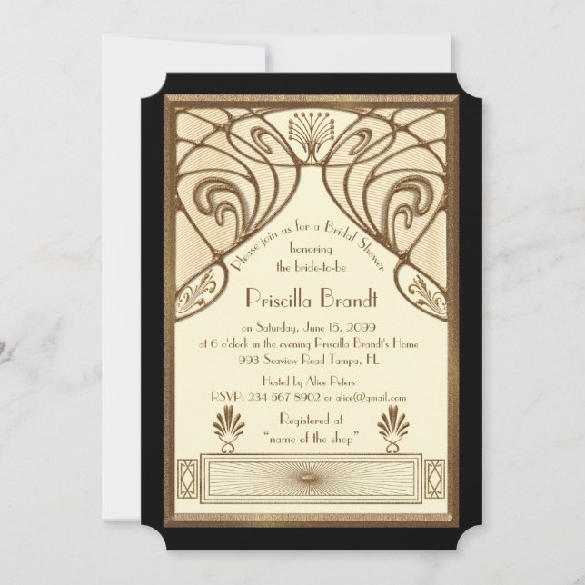 Invitación nupcial de la ducha, gran negro de (Anverso)