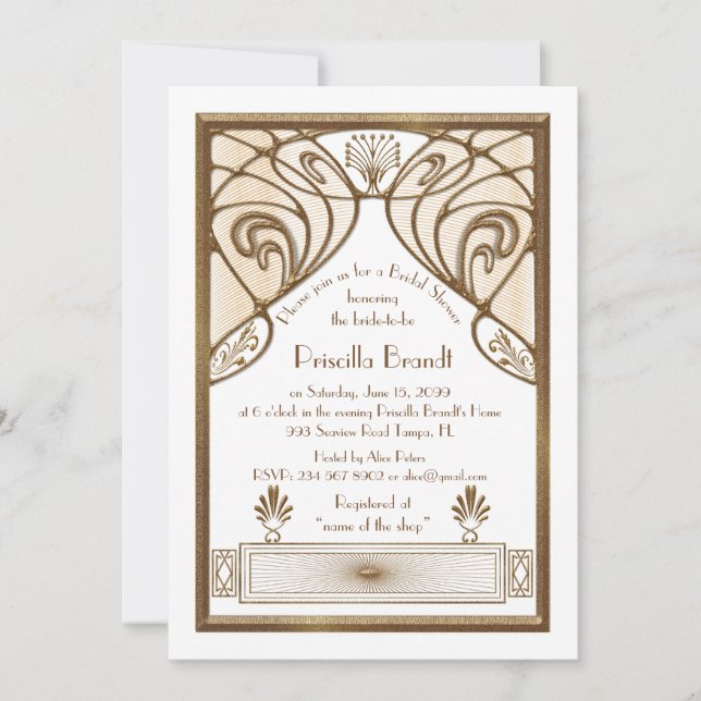 Invitación nupcial de la ducha, gran oro blanco de (Anverso)