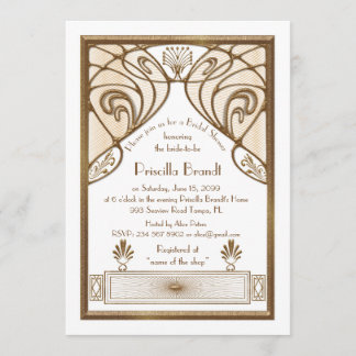 Invitación nupcial de la ducha, gran oro blanco de