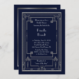 Invitación nupcial de la ducha, gran plata del oro