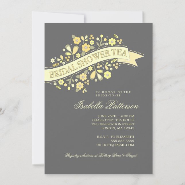 Invitación nupcial de la fiesta del té de la ducha (Anverso)