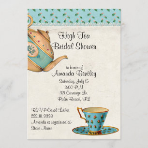 Invitación nupcial de la fiesta del té de la ducha