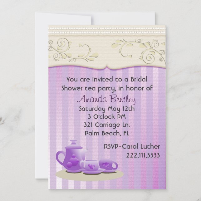 Invitación nupcial de la fiesta del té de la ducha (Anverso)