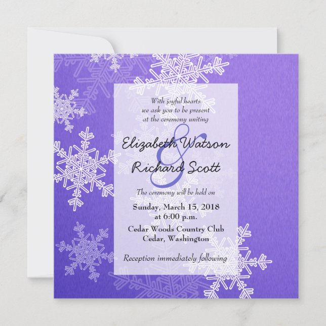 Invitación nupcial de los Navidades con nevadas az (Anverso)