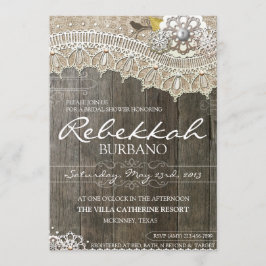 Invitación nupcial de madera de la ducha del