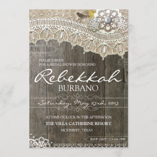 Invitación nupcial de madera de la ducha del