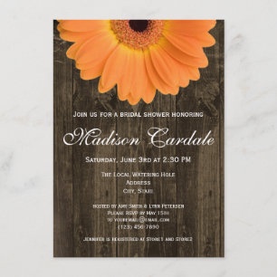 Invitación nupcial de madera rústica de la ducha