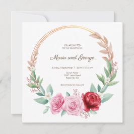 Invitación nupcial de oro floral
