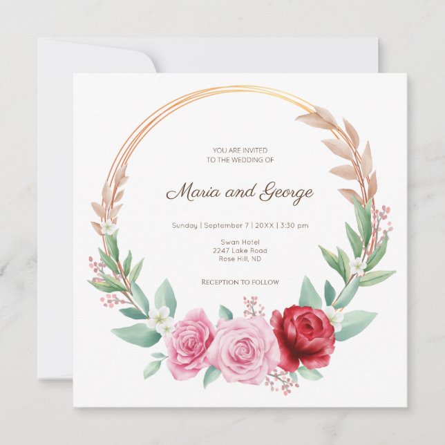 Invitación nupcial de oro floral (Anverso)