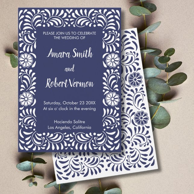 Invitación nupcial de Talavera Mexicana Azul (Subido por el creador)