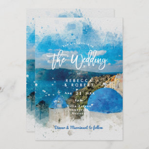 Invitación nupcial de verano de Santorini Grecia