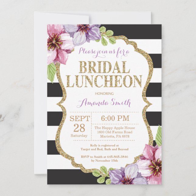Invitación nupcial del alumerzo del oro negro (Anverso)