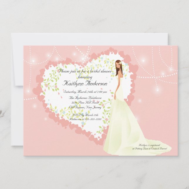 Invitación nupcial del corazón de la ducha de la (Anverso)