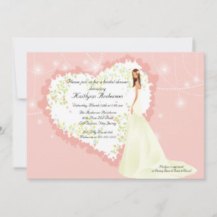 Invitación nupcial del corazón de la ducha de la