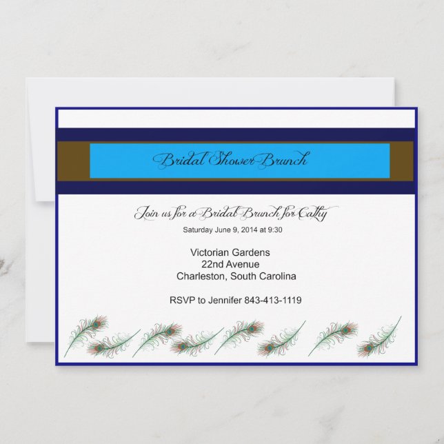 Invitación nupcial del pavo real del brunch de la (Anverso)