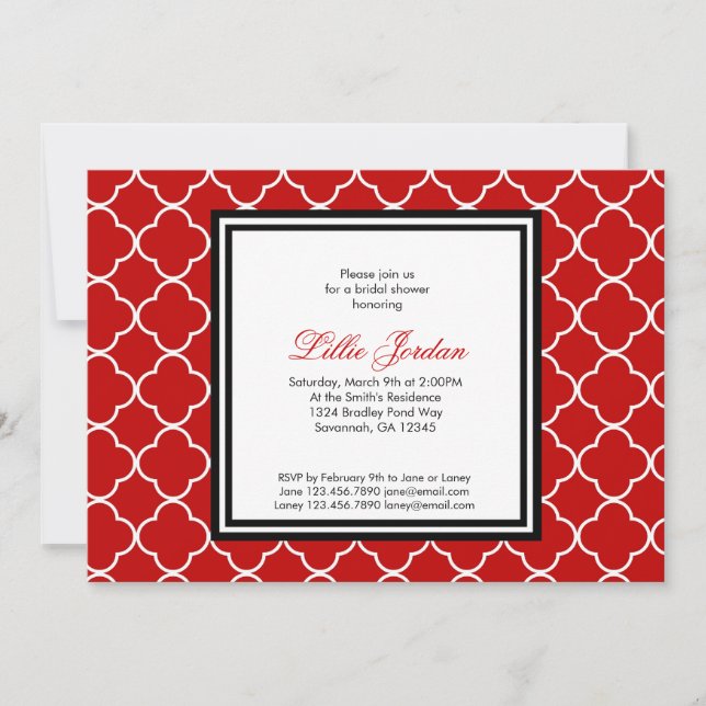 Invitación nupcial del rojo, negra y blanca de la (Anverso)
