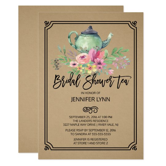 Invitación nupcial del té de la ducha de la