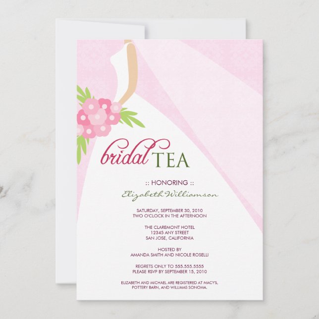 Invitación nupcial del té de la ducha del vestido (Anverso)