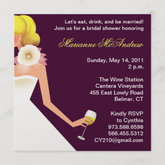 invitación nupcial del vino sin la flor