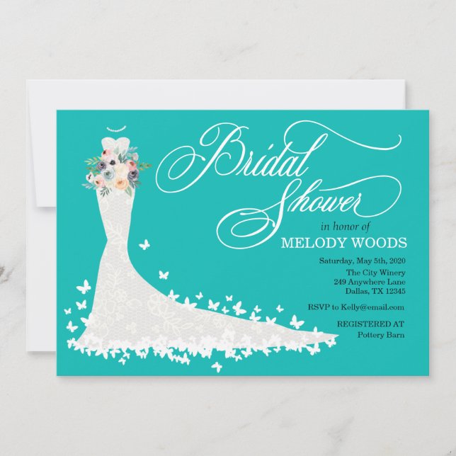 Invitación nupcial el | de la ducha del vestido (Anverso)