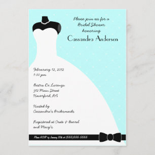 Invitación nupcial elegante azul de la ducha