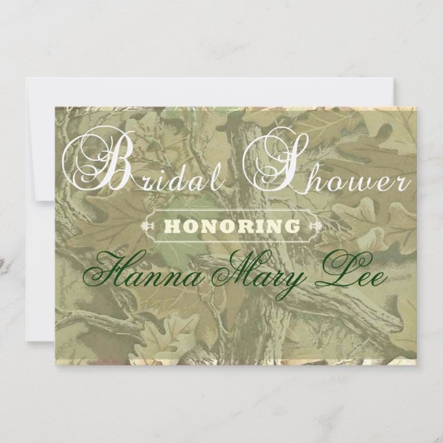 Invitación nupcial elegante de la ducha de Camo (Anverso)