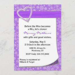 Invitación nupcial elegante de la ducha de Purple