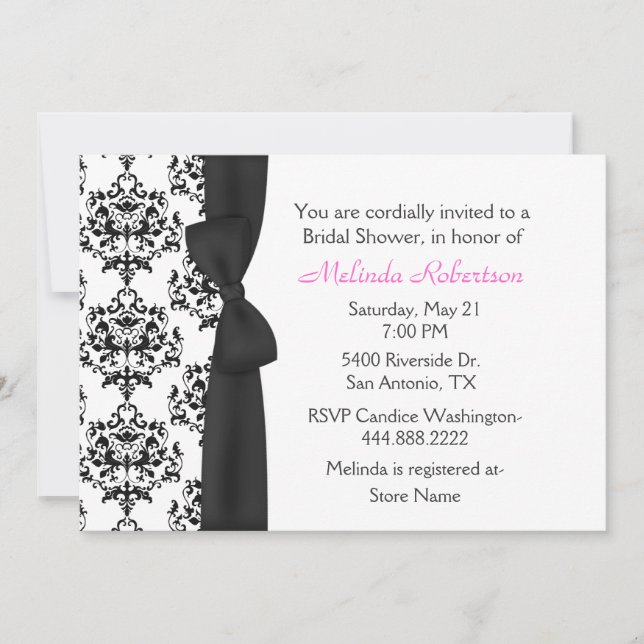 Invitación nupcial elegante de la ducha del (Anverso)
