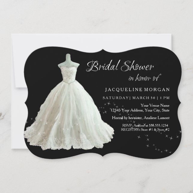 Invitación nupcial elegante de la ducha del (Anverso)