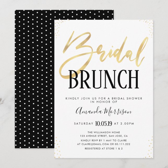 Invitación nupcial elegante del brunch (Anverso / Reverso)