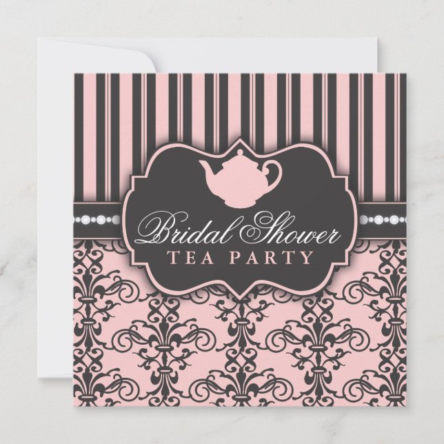 Invitación nupcial elegante del té de la ducha del (Anverso)