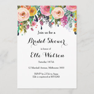 Invitación nupcial elegante floral de la ducha